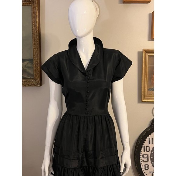 1940's Emma Domb Taffeta Maxi dress listing Size 8 10 see measurements Does NOT - Picture 8 of 11